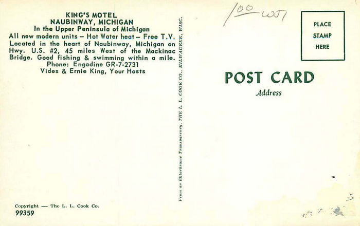 Adoba Hotel (Kings Motel) - Old Postcard